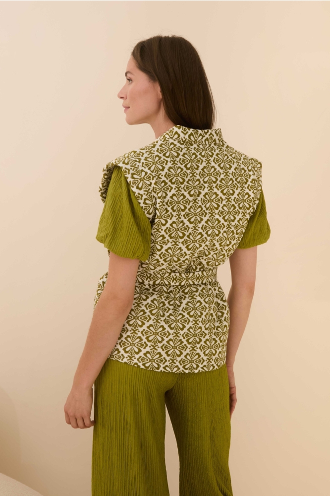 GILET CHIARA QC46 472 green element print